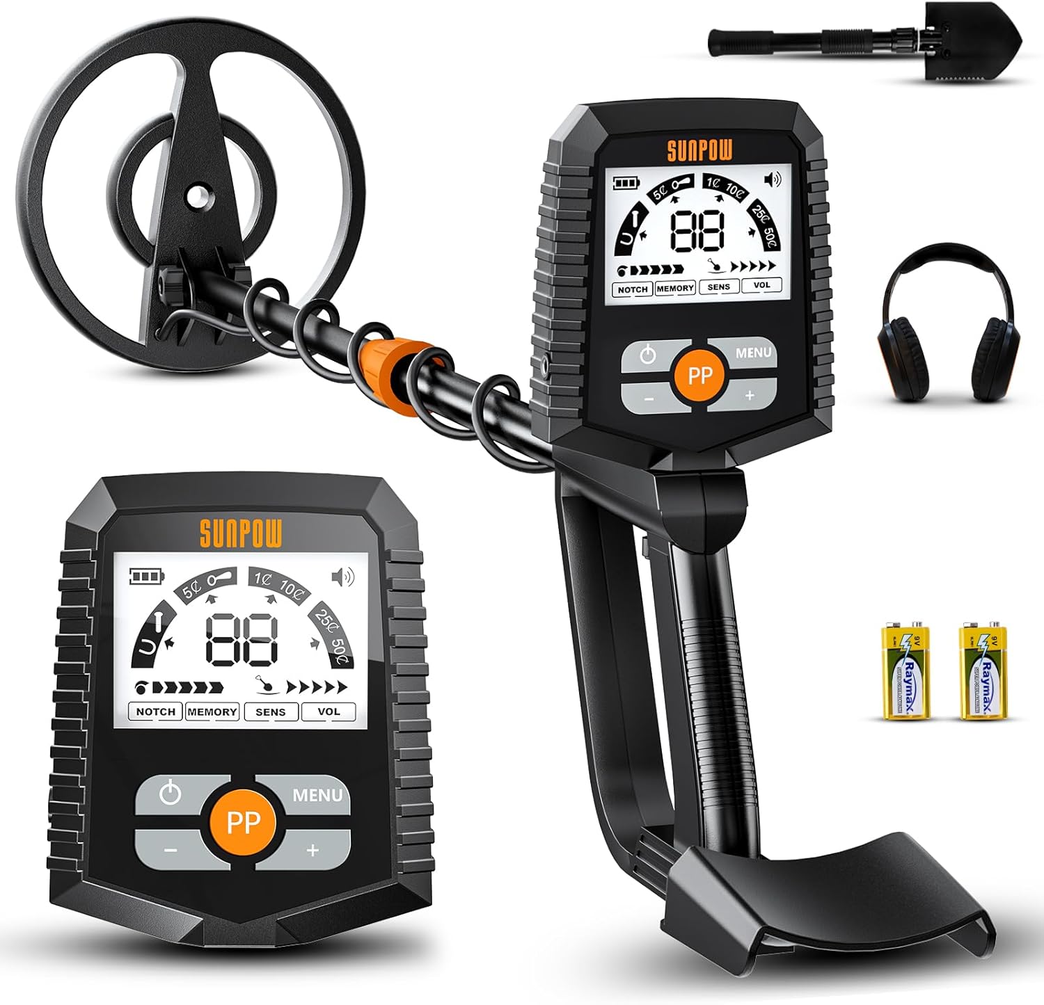 SUNPOW Metal Detector for Adults & Kids, Kids Metal Detector kit Waterproof for Gold Detecting, Stable Anti-Interference, Higher Accuracy, Bigger LCD Display, 4 Modes, 8inch Search Coil, MD13