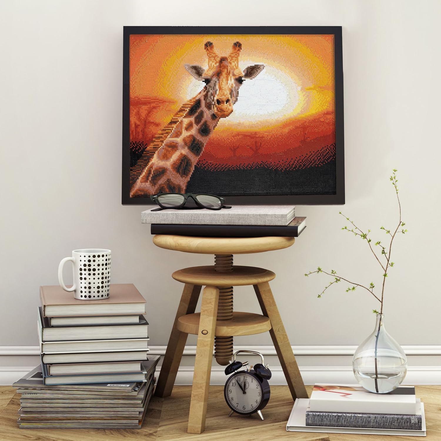 DIAMON DOT Sunse Giraff Ambosel Nationa Park Keny Diamon Paintin Kit fo Adult Diamon Ar Kit Relaxin Creativ Craf Ki wit Dot Gem 18.5x14.6