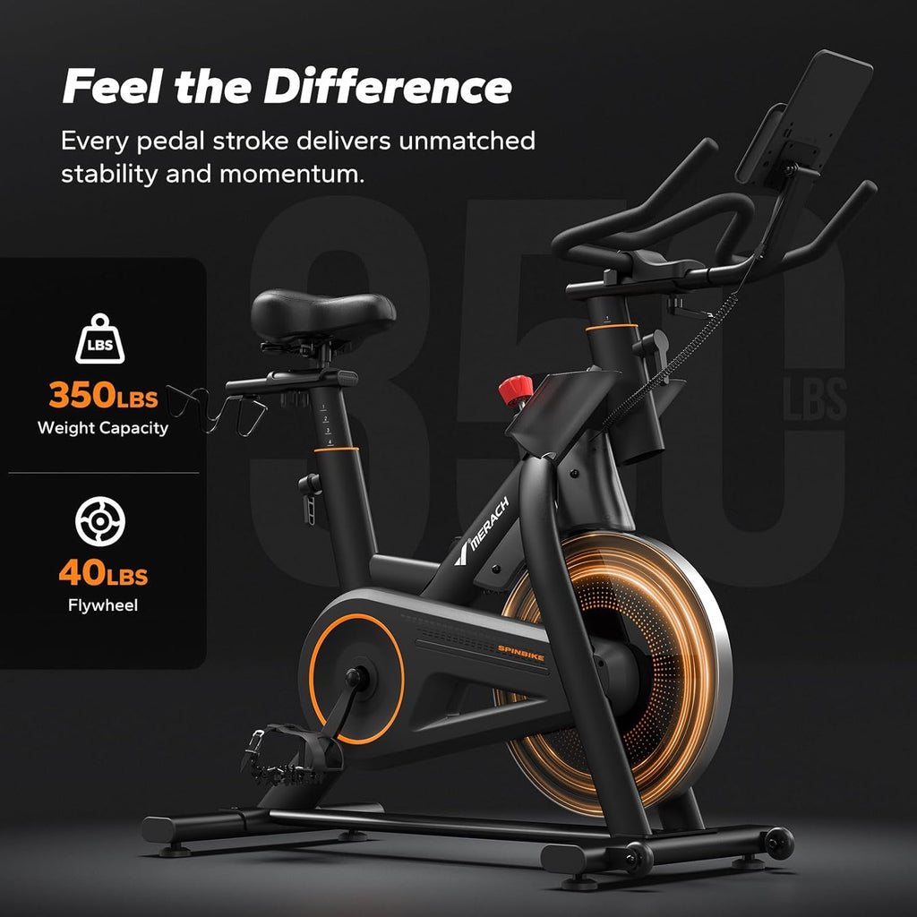 Merac Exercis Bik wit Inclin Decline Stationar Bik fo Hom Gy Fitness Automate Magneti Resistance Indoo Workou Bik wit Self-Develope App 35 lb Weigh Capacit 4 lb Flywheel