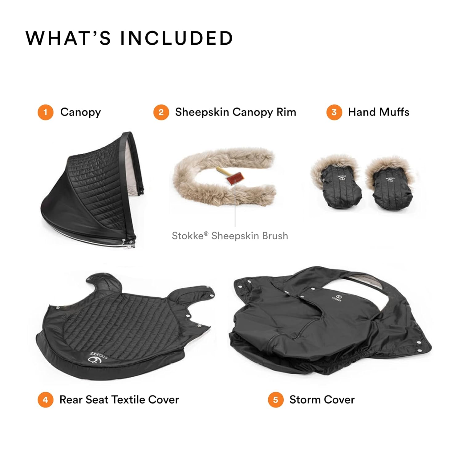 Stokk Xplor Winte Kit Ony Blac Protect Bab fro Col Weathe Win Include Fleec Mitten fo Parent PFC-Fre Fabrics Reflectiv Zipper Genuin Sheepski Rims