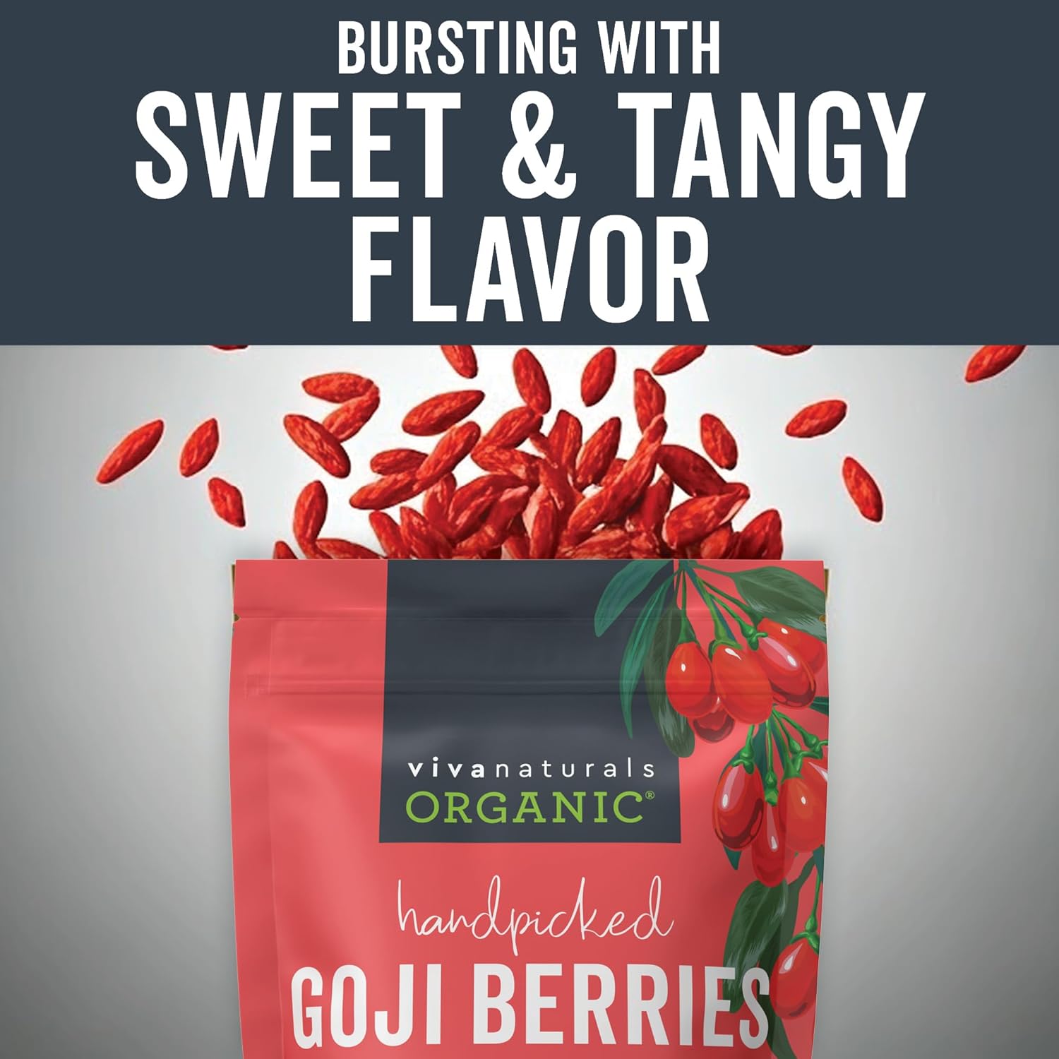 Viva Naturals Organic Dried Goji Berries, 1 lb (454 g) ¨C Non-GMO, Vegan Wolfberries, Perfect for Goji Berry Tea, Smoothies, Baking Snacking