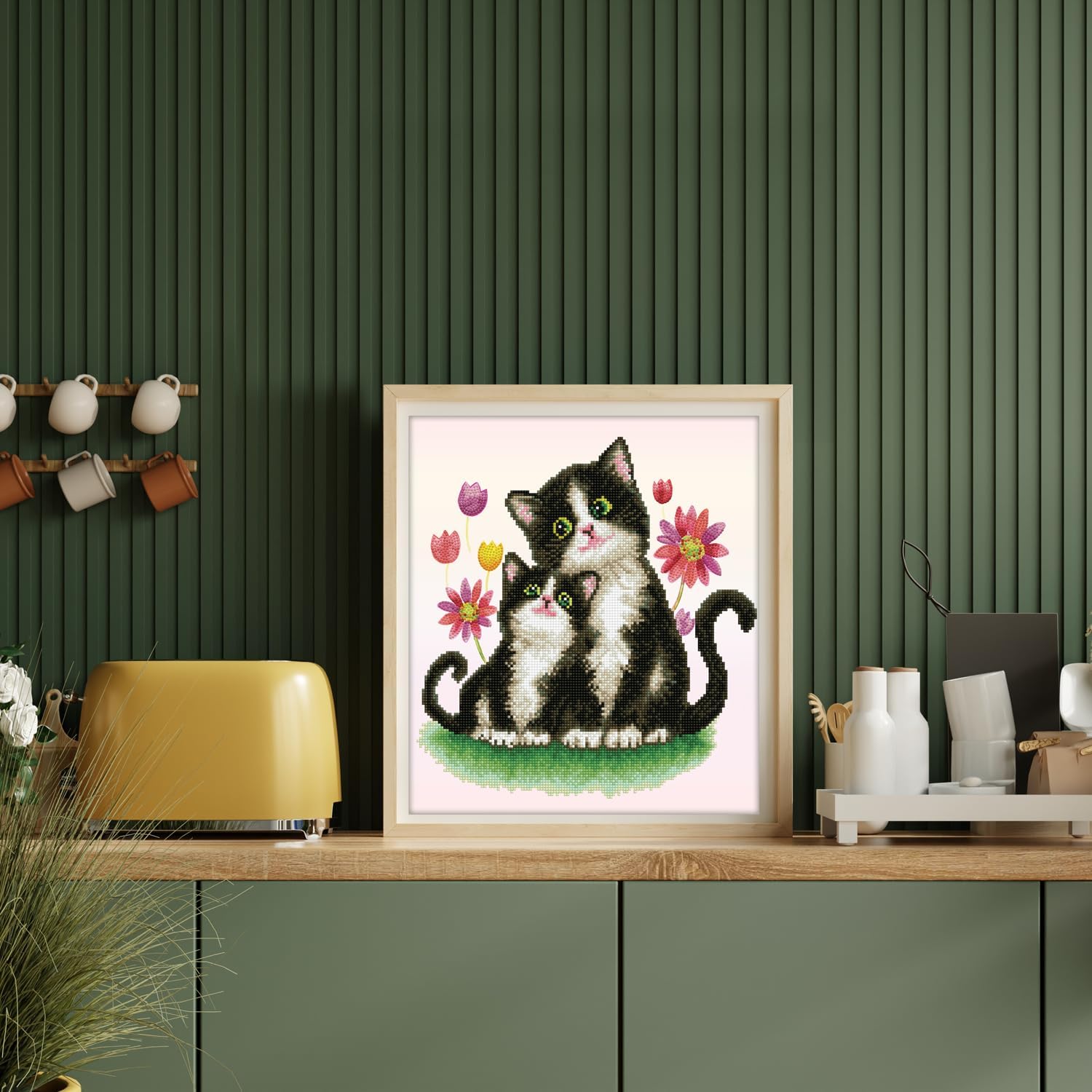 DIAMON DOT Kitt Son Cat Diamon Paintin Kit fo Adult Diamon Ar Kit Relaxin Creativ Craf Ki wit Dot Gem 16.5inchx14.6inch