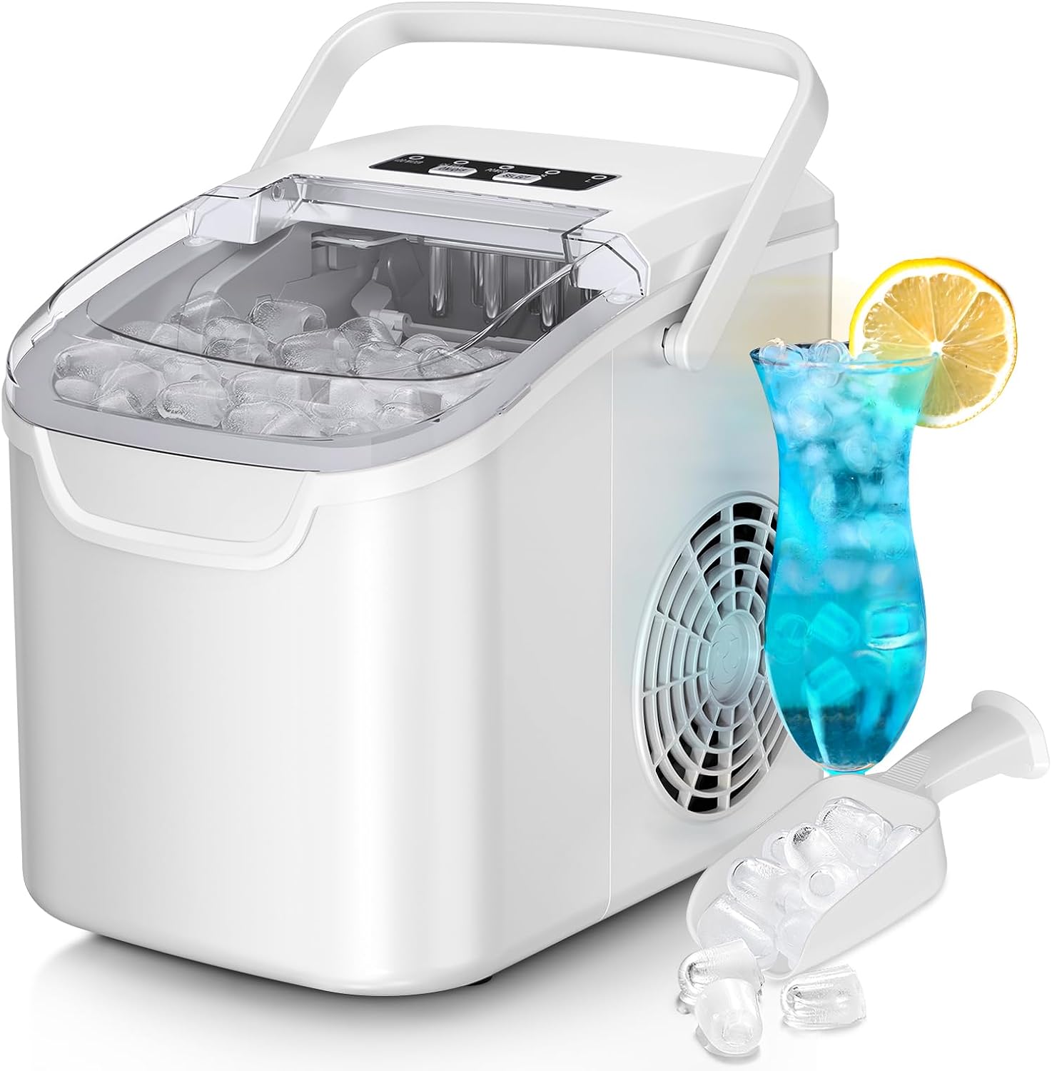 Counterto Ic Maker 2 lbs/Da ic Production Sizes ic Cube i Minute Portabl Mini Energ Efficient wit Basket/Scoo fo Home/Party/Travel/Camping/Bar