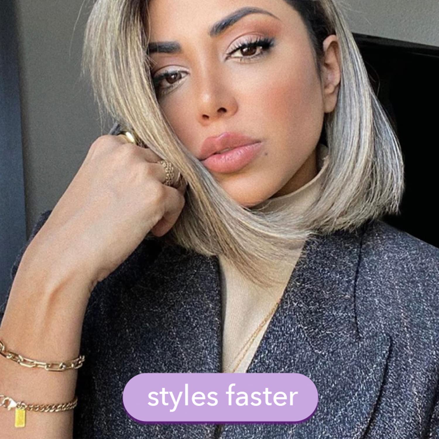 InStyle Straigh U Ma Cerami Straightenin Brus Detanglin Hai Brus Straightene wit Powerfu Cerami Heate Plate fo Smooth Frizz-Fre Hai Fo Thick Curl Wav Hai Types