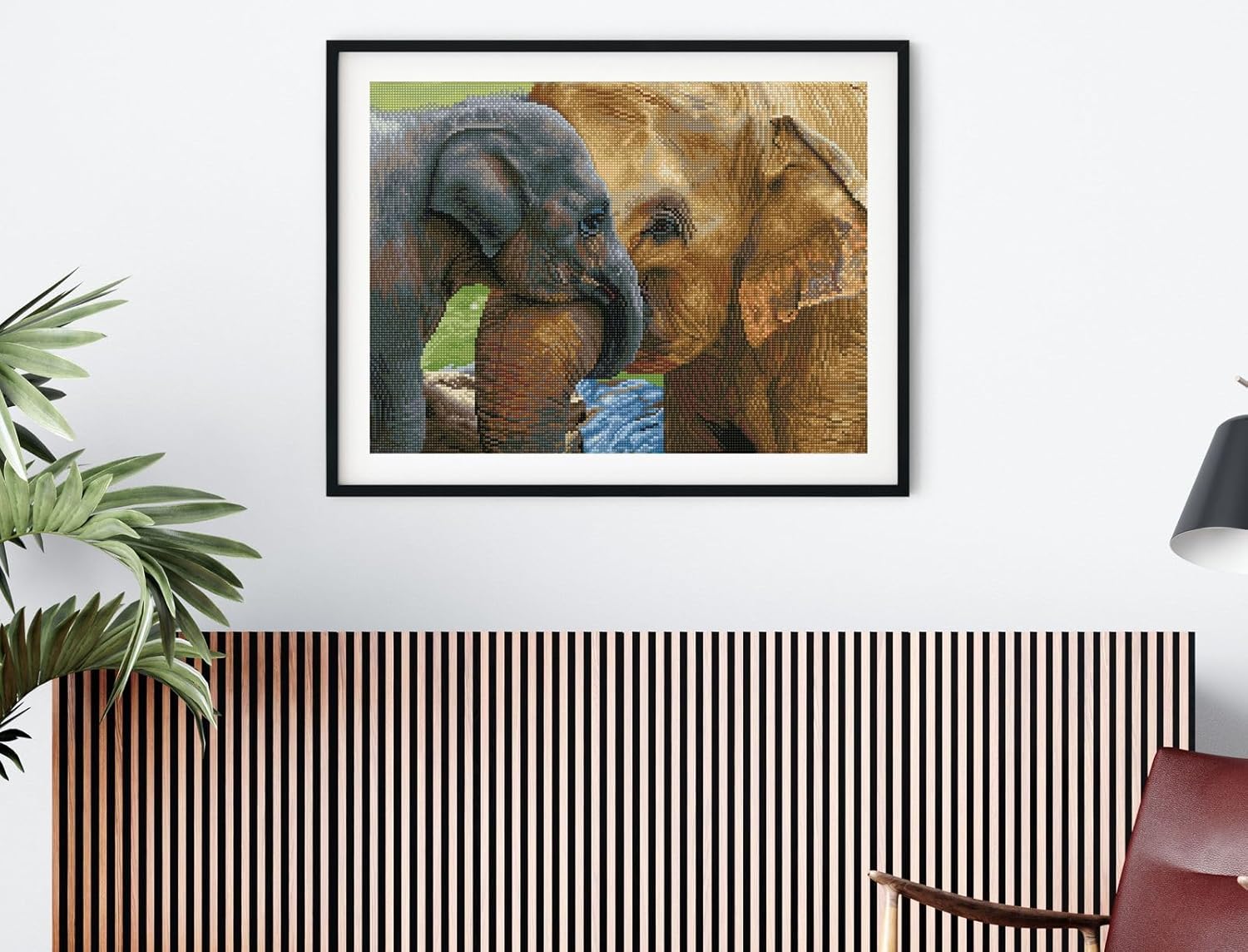 DIAMON DOT Baby' Comfor Pre-Frame Ki Elephan Diamon Paintin Kit fo Adult Diamon Ar Kit Relaxin Creativ Craf Ki wit Dot Gem 20inchx15inch