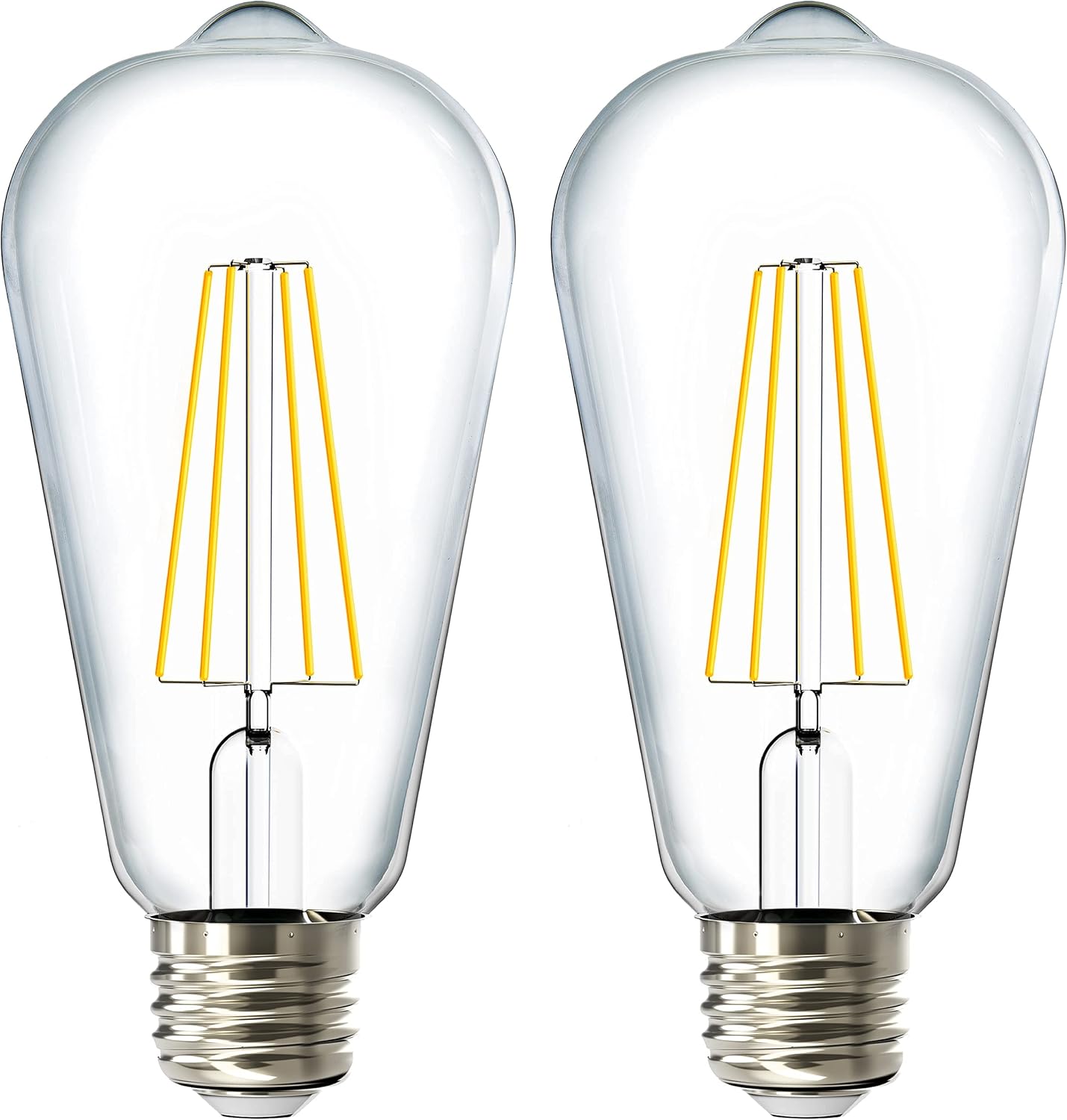 Sunco Edison Bulbs LED ST64, Clear Vintage Filament Waterproof Bulb, 800 LM, 8.5W (60W Equivalent), 3000K Warm White, E26 Medium Base, Decorative Dimmable UL 2 Pack.
