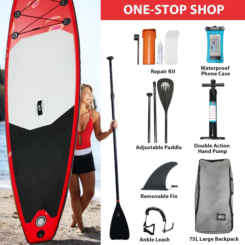GarveeLif Inflatabl Paddl Boar fo Adults 11'¡Á33inc Stan u Paddl Boar Inflatabl wit SU Accessories Ultr Stabl Su Board Fishin Blo u Paddl Board wit Paddle Pump Backpack Fin