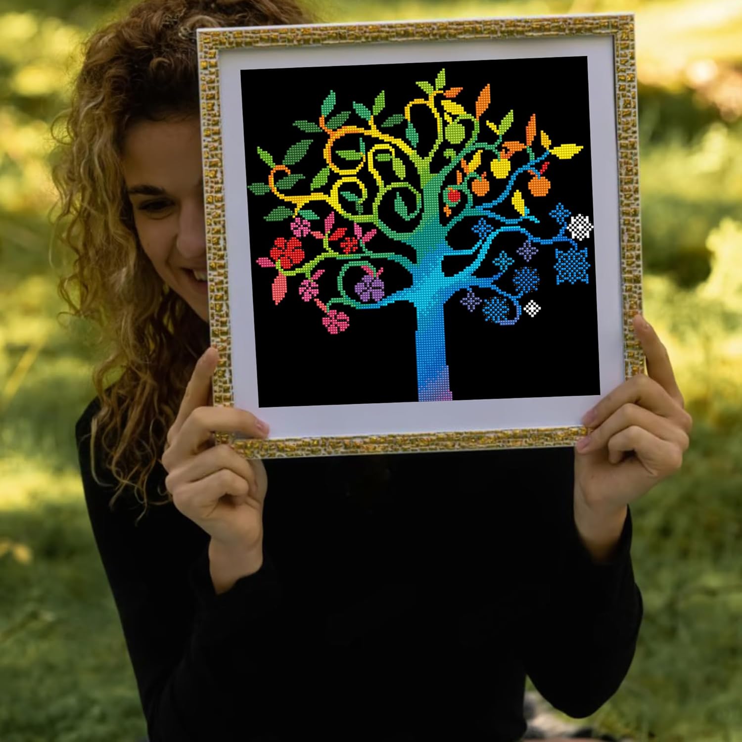 DIAMON DOT Wishin Tre Natur Diamon Paintin Kit fo Adult Diamon Ar Kit Relaxin Creativ Craf Ki wit Dot Gem 16inchx16inch