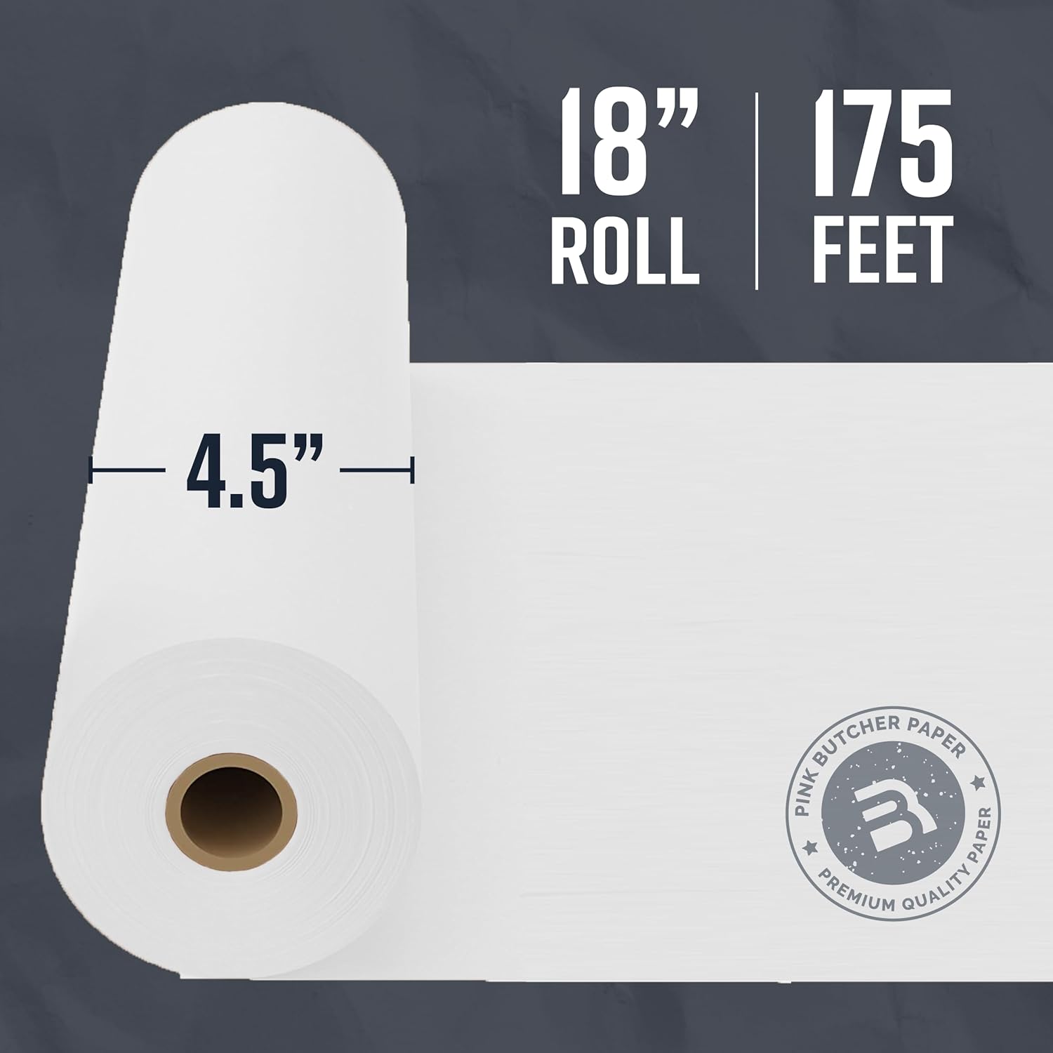 Bryco Goods White Kraft Butcher Paper Roll - 18 Inch x 175 Feet Roll - Made in USA - Food-Grade Wrapping Paper for All Meat Varieties - Packaging and Sublimation - Uncoated and Unwaxed