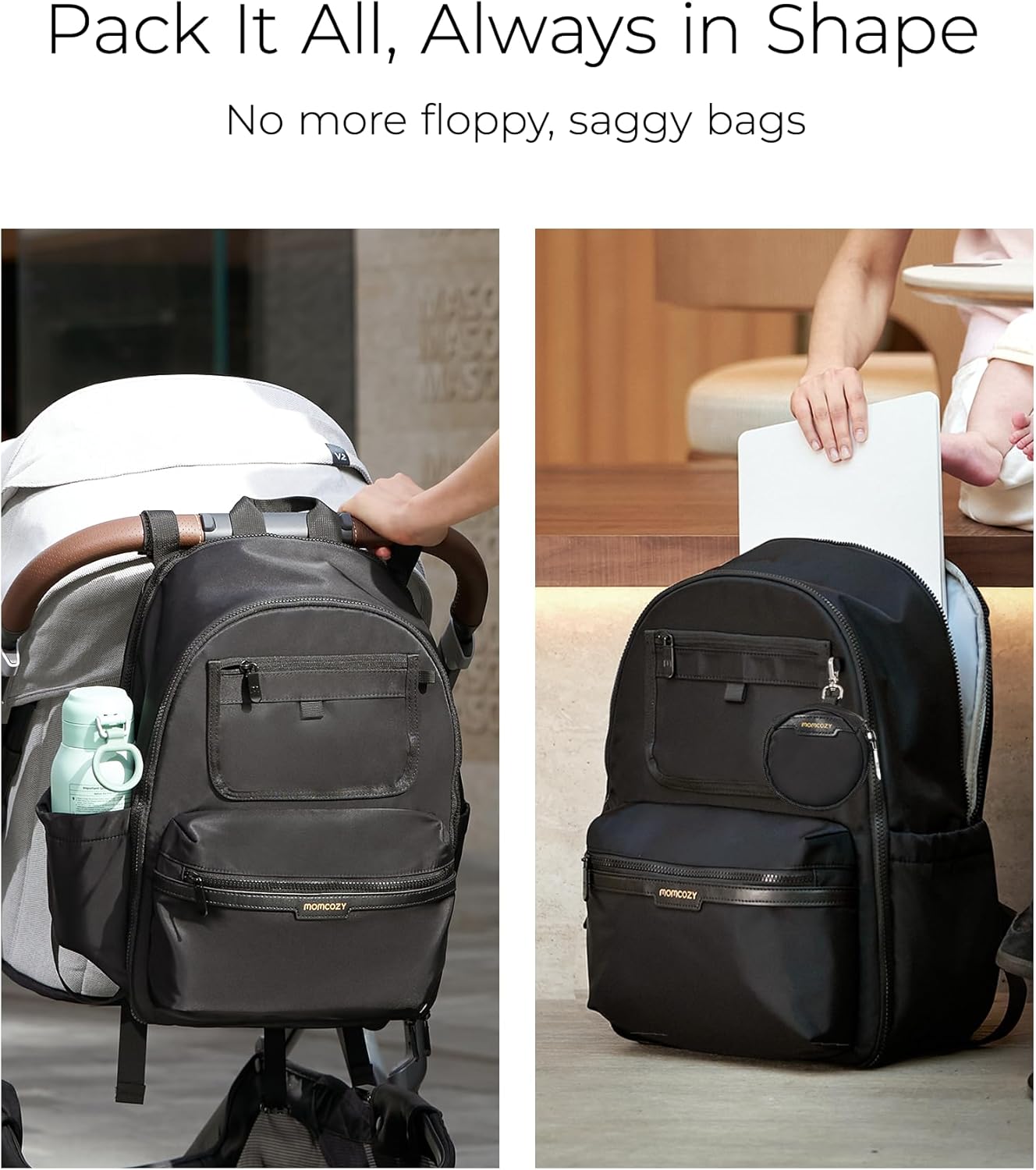 GoEas Diape Ba Stylish Durabl Waterproo Bab Ba wit Multi-Pockets Lapto Compartment Changin Pa Strolle Straps Trave Bab Essential fo Moms,Dads,Work Maternity