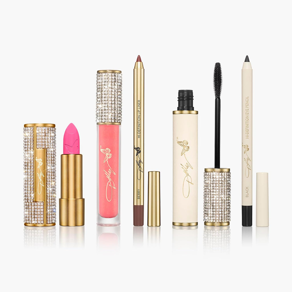 Doll Beaut Prett i Pin Bundl Pin Lemonad Lipstick Hi-Glos Lip Li Glos Ver Pink Dolly-Eye Mascar iJe Black Hi-Definitio Ey Penci Blac Hi-Definitio Li Line Berr  Pack
