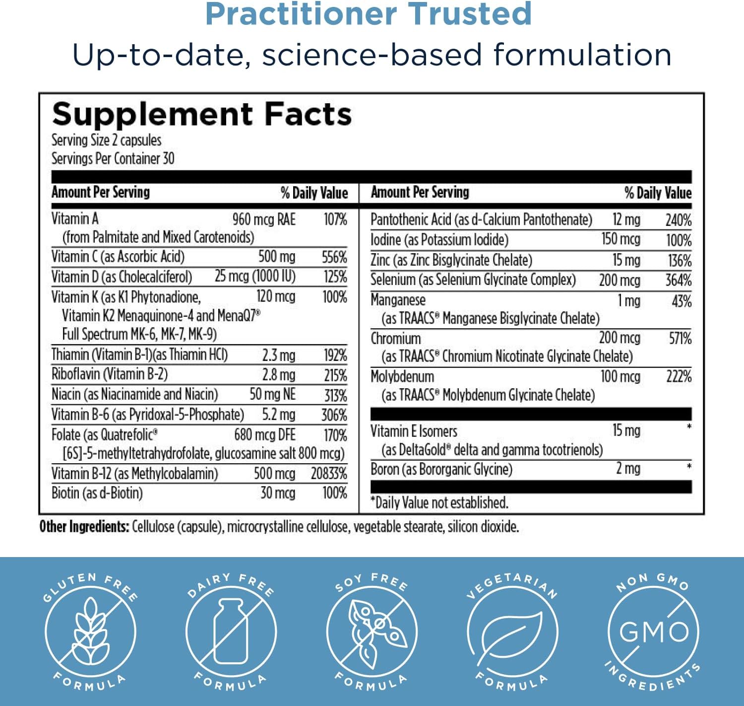 Designs for Health Methylated Multivitamin for Women & Men - Twice Daily Multimineral Supplement & Multivitamin Without Iron + Methylated B12 and Folate, Vitamin C, K, D, E + More (60 Capsules)