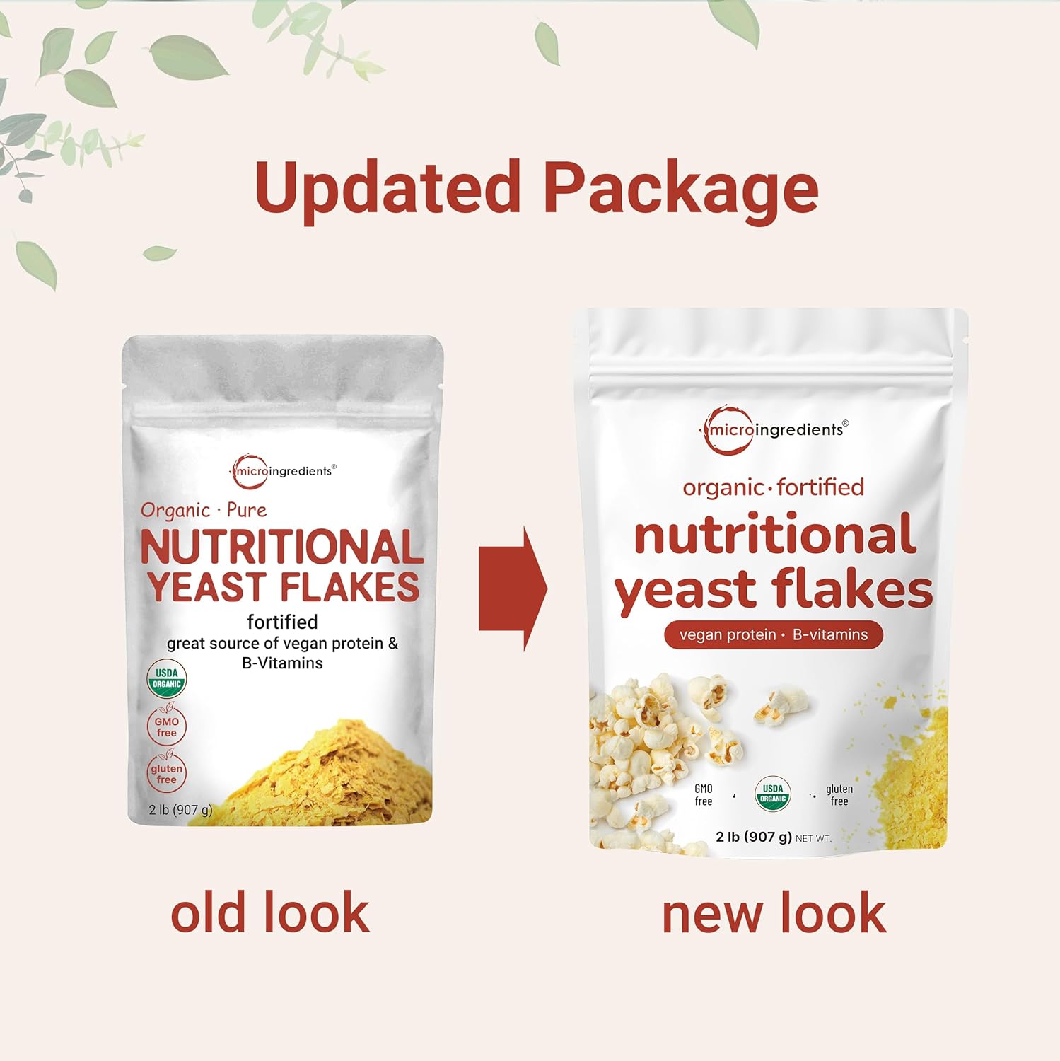 Micr Ingredient Organi Fortifie Nutritiona Yeas Flakes 2l (32oz Ric i Vega Protein Vitamins Beta-Glucan Ket Friendly Dair Fre Chees Substitute Non-GMO Glute Free