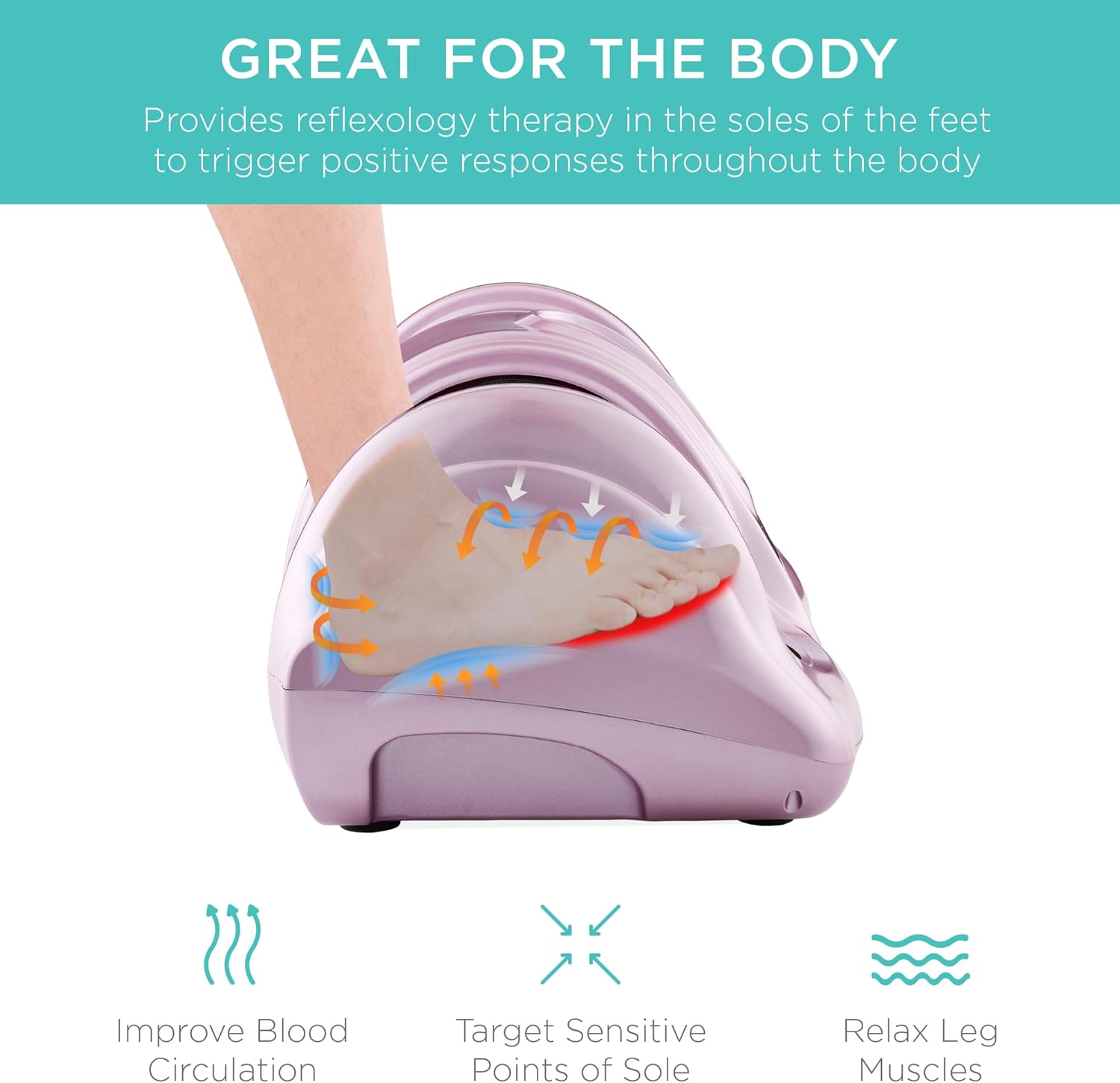 Best Choice Products Shiatsu Foot Massager for Pain Relief, Plantar Fasciitis, Neuropathy, Blood Circulation, Remote Control w/Compact Design - Rose Gold