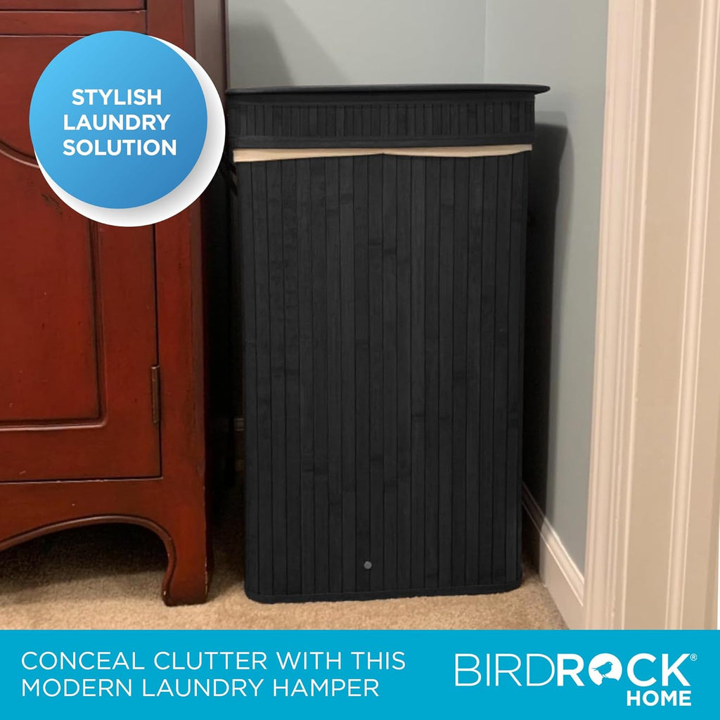 BIRDROC HOM Squar Laundr Hampe wit Li an Clot Liner Mediu Baske wit Sof Handles Durabl Collapsibl Fabri Bi fo Clothes,Towels Dorm Narro Closet Bedroom Dirt Laundr Espresso