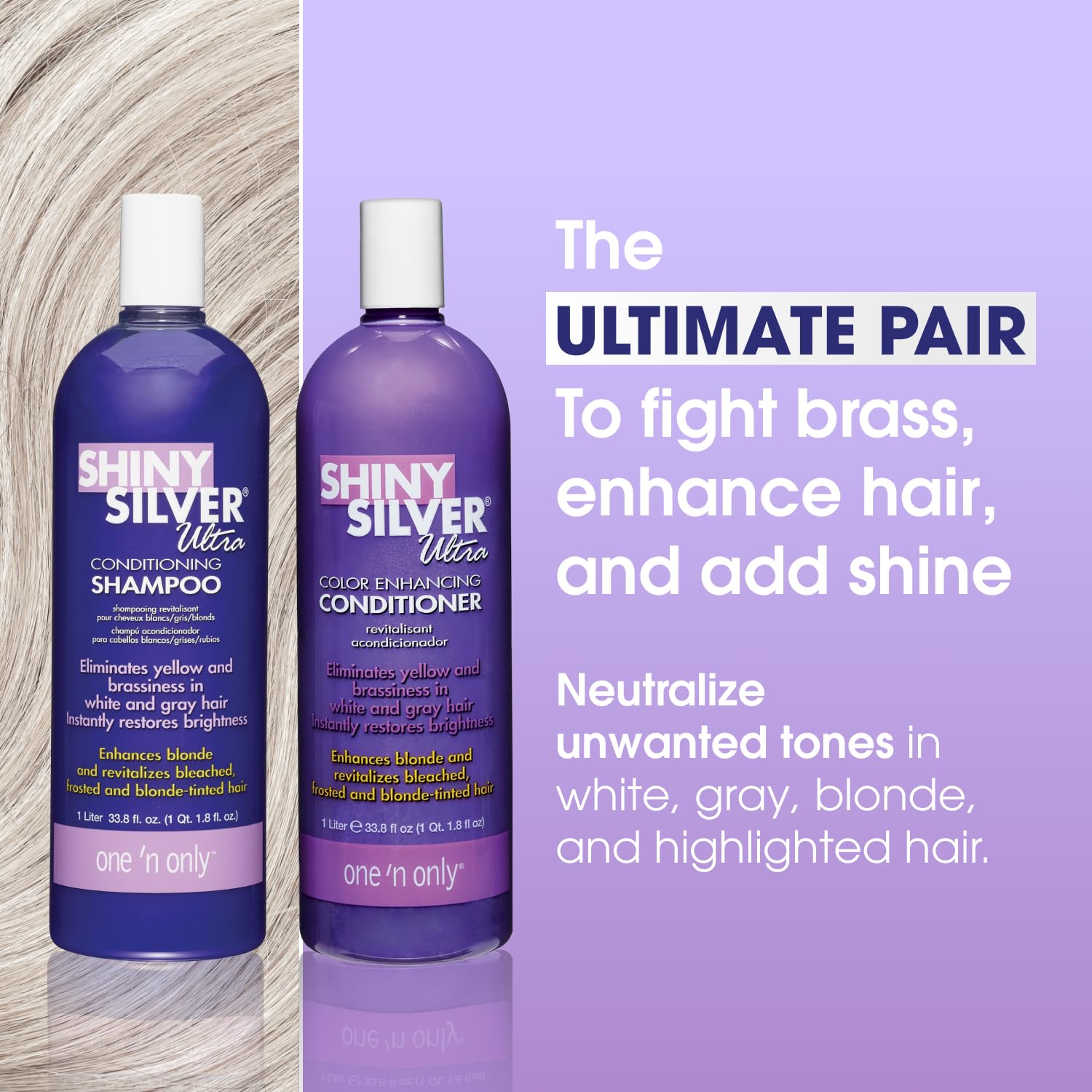 On ' Onl Shin Silve Purpl Shampo Hai Conditione Se Arga Oi Tonin Hai Ki fo Blonde Gray Whit Highlighte Hai Moisturizes Brighten Reduce Brassines (33. oz)