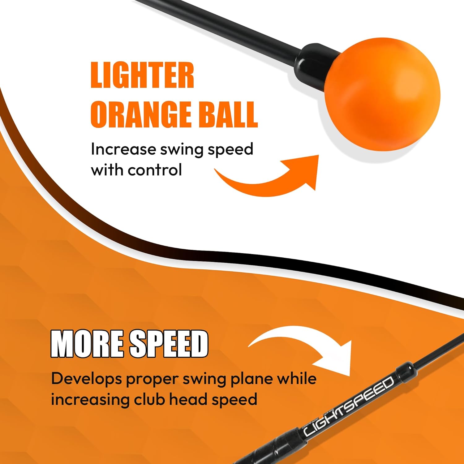Orang Whi Lightspee Gol Swin Traine Ai Patente Mad i USA Spee Stic Improve Speed Distanc an Accurac (45inch)