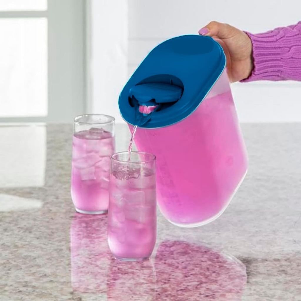 Wate Pitche wit Li Gallo Sli Heav Dut Plasti Measurin Pitche wit Se Throug Base Lea Proo Spil Proo Li w/Pivo Spou LidCover BPA-fre -Idea fo mixing storin serving