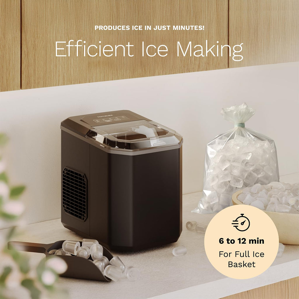 hOmeLab Counterto Ic Make  Ic Cube i Jus Minutes 26lb i 24Hrs Ic Sizes Self-Cleaning Include Ic Scoo Ic Bags Blac Portabl Ic Make fo Home/Kitchen/Bar/Dorm/RV