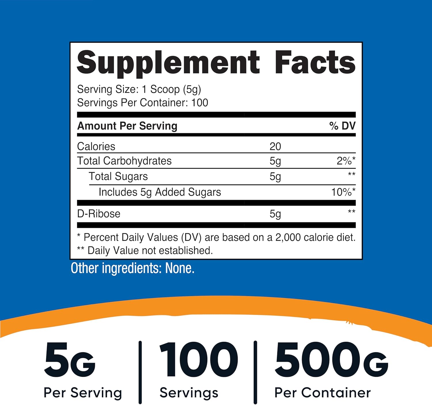 Nutricost D-Ribose Powder 500 Grams - 5000mg Per Serving, Non-GMO (500 Grams)