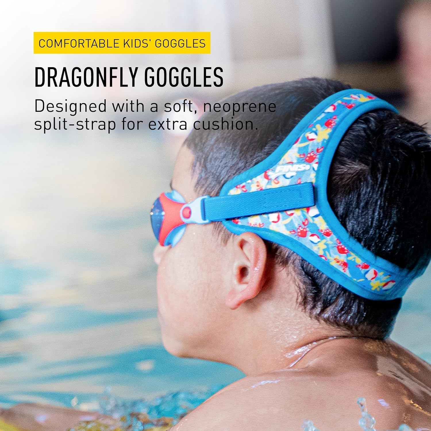 FINIS DragonFly Kids Swim Goggles - Ages 3-6, Adjustable Floating Strap, UV Protection, Anti-Fog