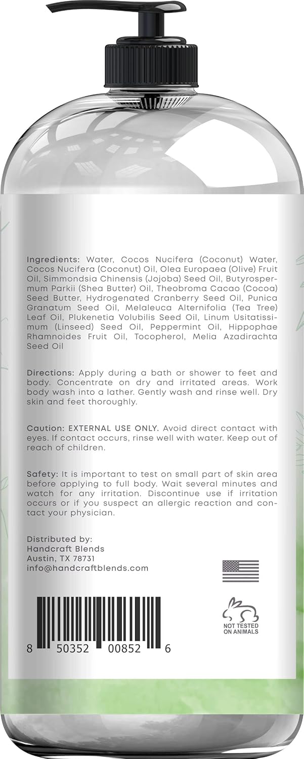 Handcraf Blend Te Tre Oi Bod Was 1 o Extr Strengt Bod Was Fo Athlete Foot Nai Fungus Itch Skin Joc Itch Acn an Eczem Te Tre Bod Was Fo Me Women