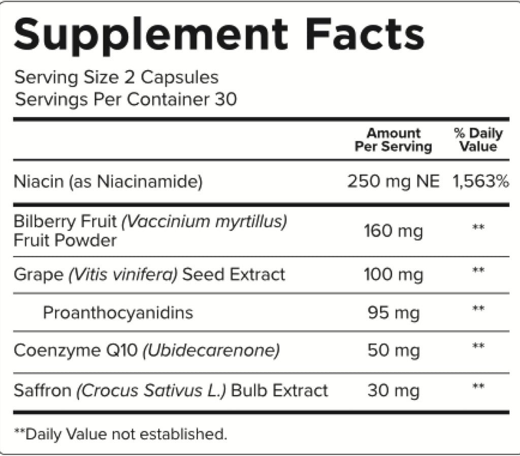 Ey Vitamin wit Bilberr Saffro Niacinamid CoQ1 fo Opti Nerv Suppor Bilberr Supplemen fo Supportin Health Ey Pressure an Retina Bloo Flo Neuropten (6 Capsules)