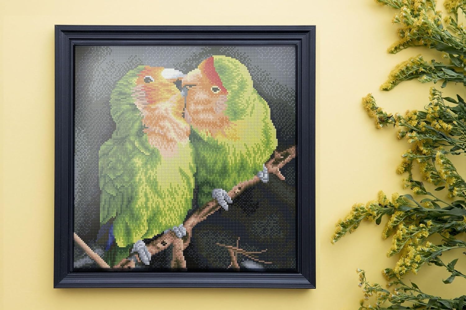 DIAMON DOT Nic an Luc Pre-Frame Ki Bird Diamon Paintin Kit fo Adult Diamon Ar Kit Relaxin Creativ Craf Ki wit Dot Gem 16inchx16inch