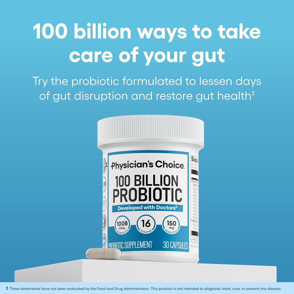 Physician' CHOIC 10 Billio Advance Probioti 1 Strain Organi Prebiotic Digestiv Gu Healt Support Occasiona Constipation Diarrhea Ga Bloatin Probiotic fo Wome Men