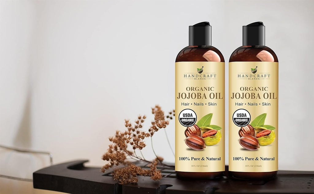 Handcraft Blends USDA Organic Jojoba Oil | Cold-Pressed | 8 Fl Oz | 100% Pure Natural | for Hair, Skin Face | Premium Grade Carrier Oil | for Massage Aromatherapy | Hexane-Free | Hair Relaxer