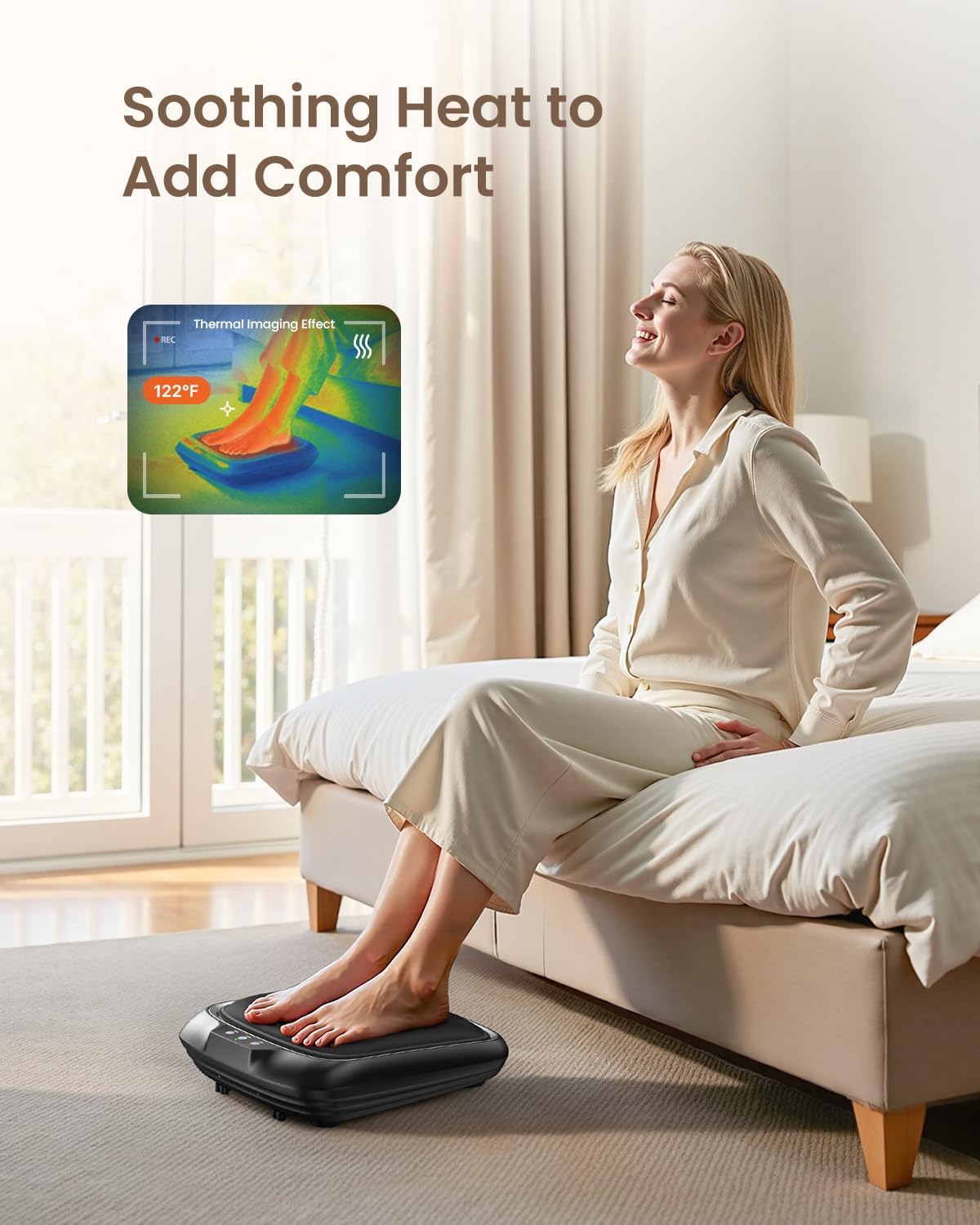 RENPHO Shiatsu Foot Massager with Heat, Plantar Fasciitis Relief Feet Massager, Birthday Christmas Gifts for Women Dad Elderly Neuropathy Pain Relief, Deep Kneading Foot and Calf Massager, Size 14