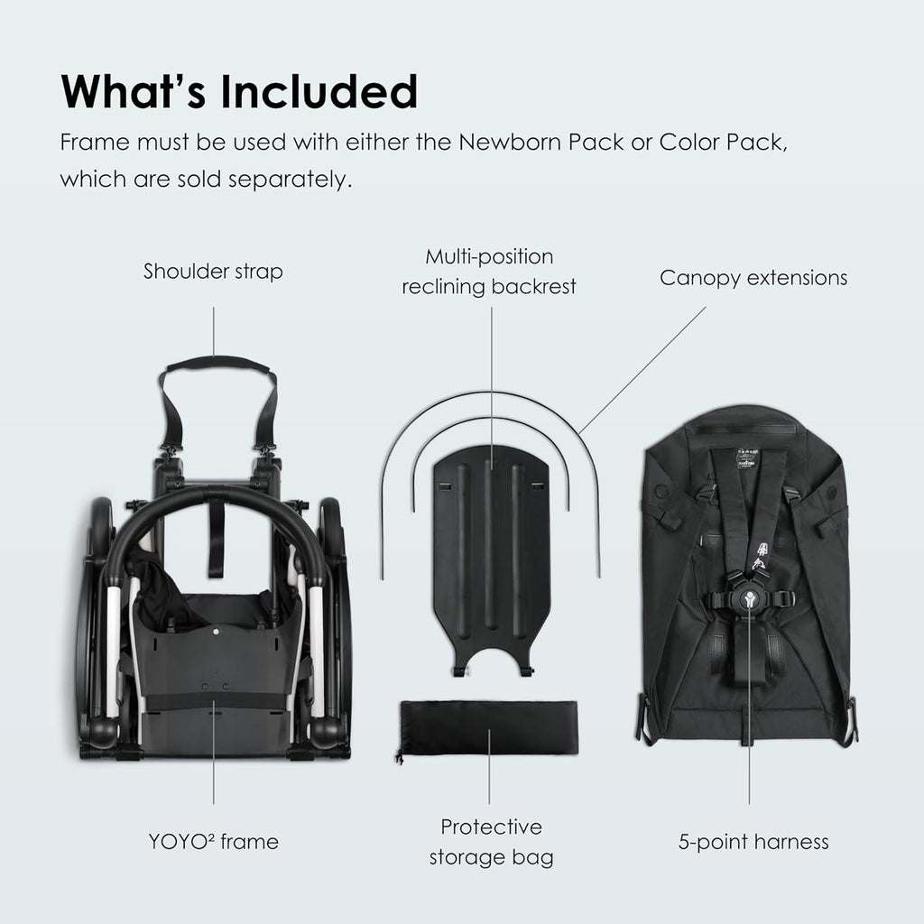 YOYO Strolle Frame Whit Include 5-Poin Harness Multi-Positio Reclinin Backrest Canop Extensions Padde Shoulde Stra Protectiv Storag Bag