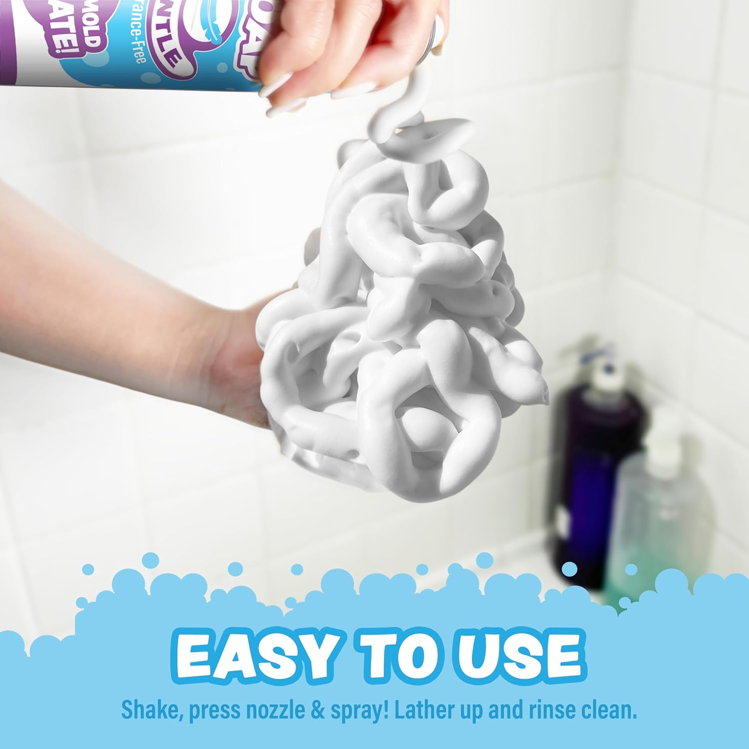 Tub Works™ Fluffy Foam Soap, White, 6 Pack | Shape, Mold Create Bathtub Art with Soft Bath Foam for Kids | Fragrance-Free Dye-Free Kids Bath Soap | Easy-to-Use Spray Nozzles