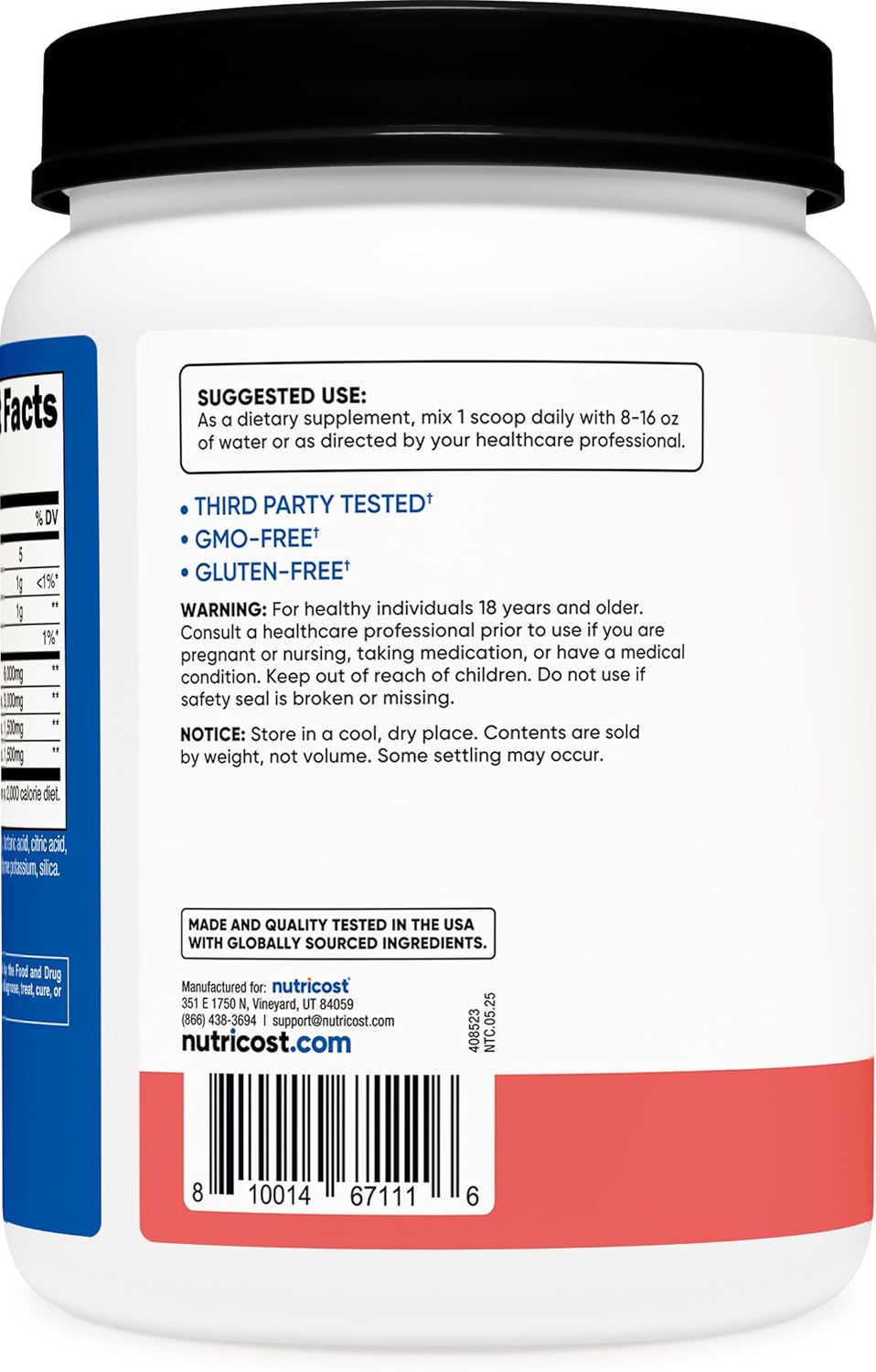 Nutricost BCAA Powder 2:1:1 (Watermelon, 120 Servings) - Gluten Free, Non-GMO, Vegetarian