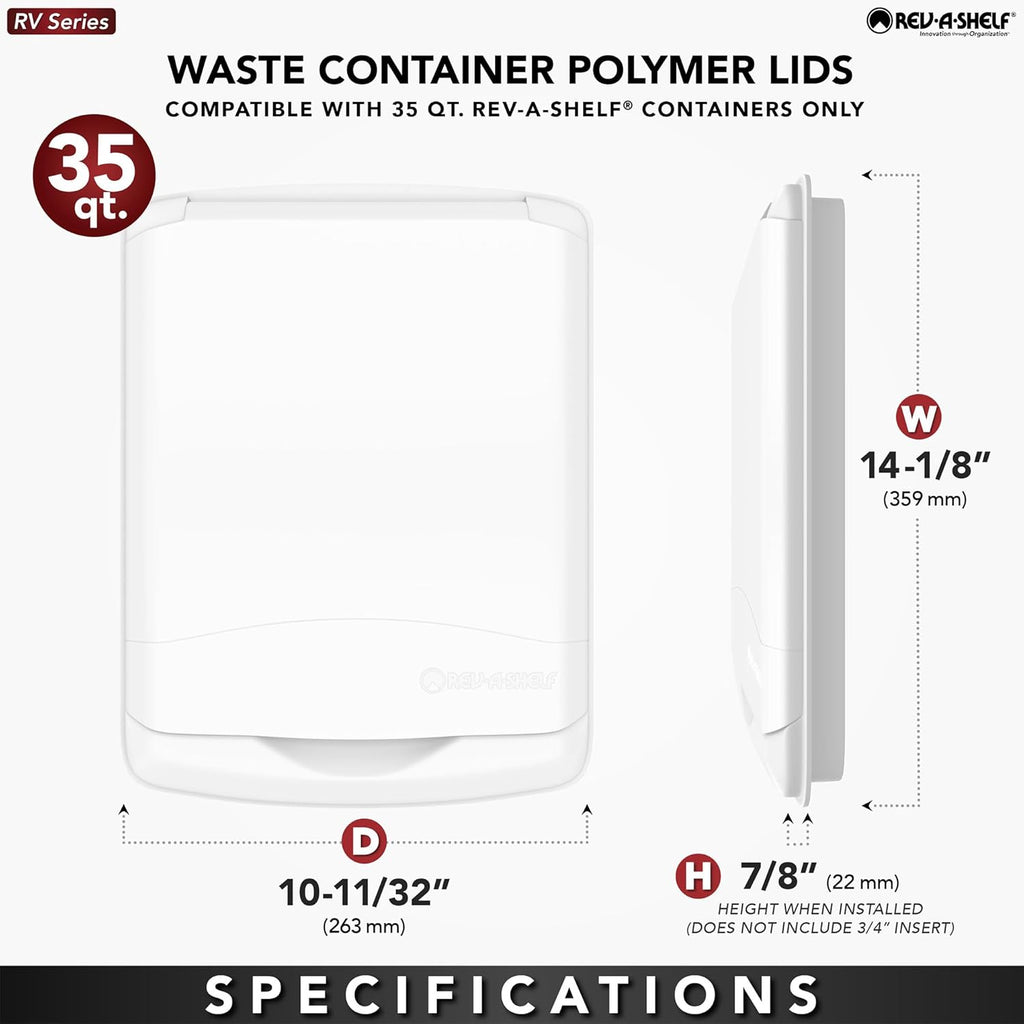 Rev-A-Shelf 35 Qt Under Sink Garbage Can Lid for Base Kitchen and Bathroom Cabinet, Replacement Plastic Trash Bin Lid Only, Gray, RV-35-LID-13-1-40