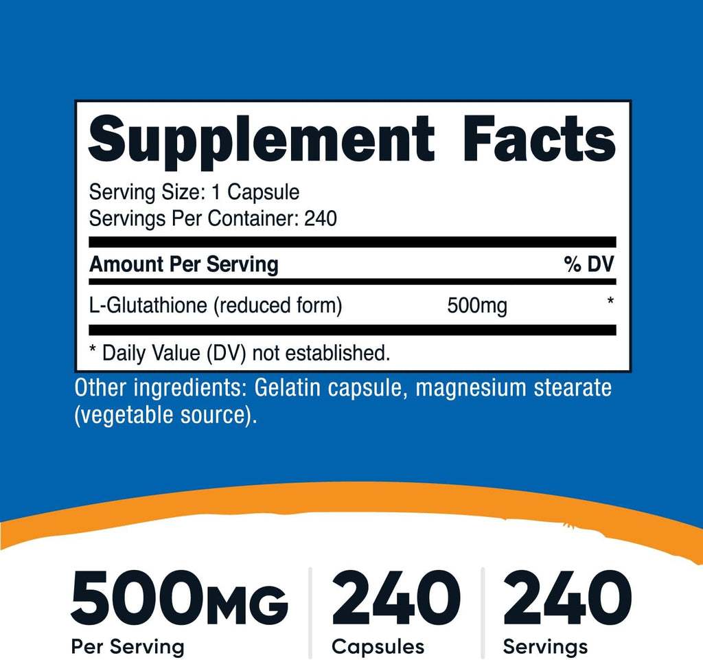 Nutricos Glutathion Capsule 500mg 24 Capsule Glute Free Non-GMO