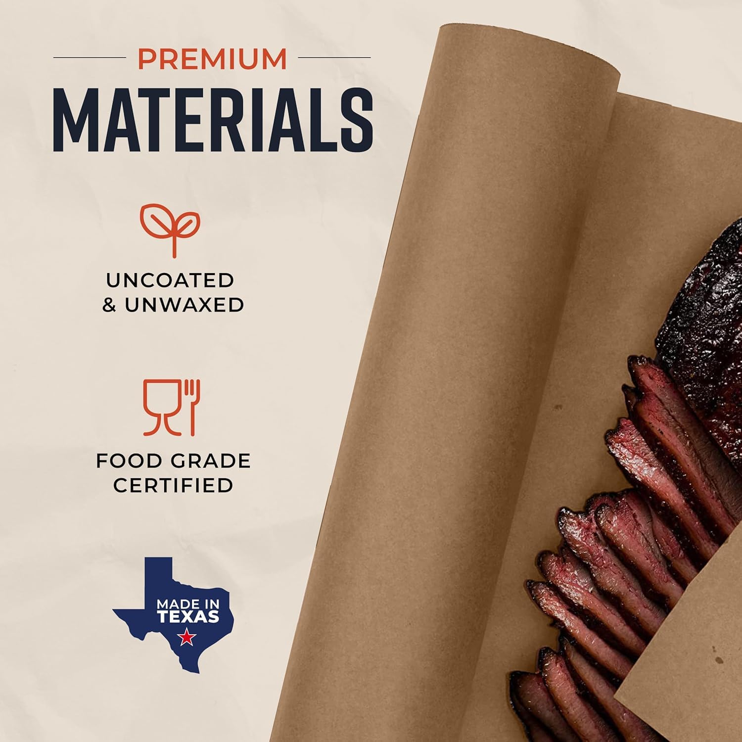 Brown Kraft Butcher Paper Roll - 18 Inch x 100 Feet - USA Made - Food-Grade Paper for Wrapping and Smoking Meat, BBQ, Grilling, Perfect Brisket Crust - Durable, Unbleached, Uncoated Unwaxed