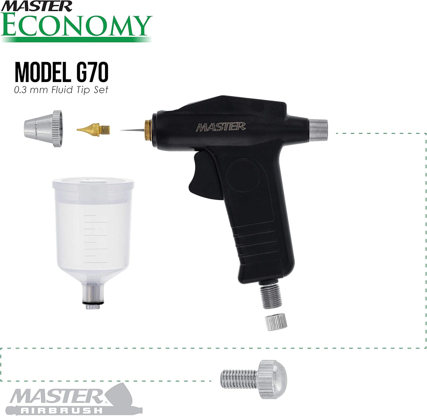 MA G7 Dual-Actio Trigge Styl Gravit Airbus wit Tan Compresso an Hose