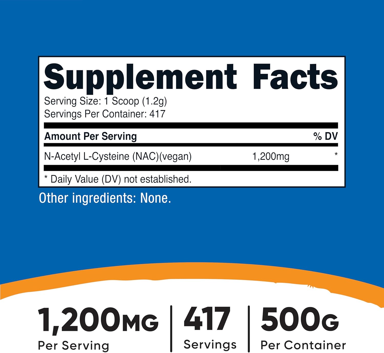 Nutricost N-Acetyl L-Cysteine (NAC) Powder 500 Grams - Vegan NAC, Non-GMO, Gluten Free