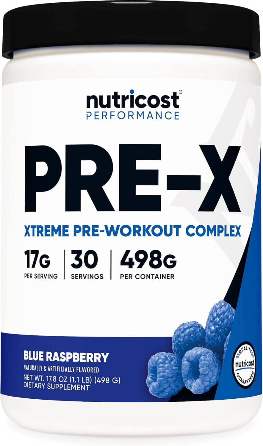 Nutricost Pre-X Xtreme Pre-Workout Complex Powder, Fruit Punch, 30 Servings, Vegetarian, Non-GMO and Gluten Free