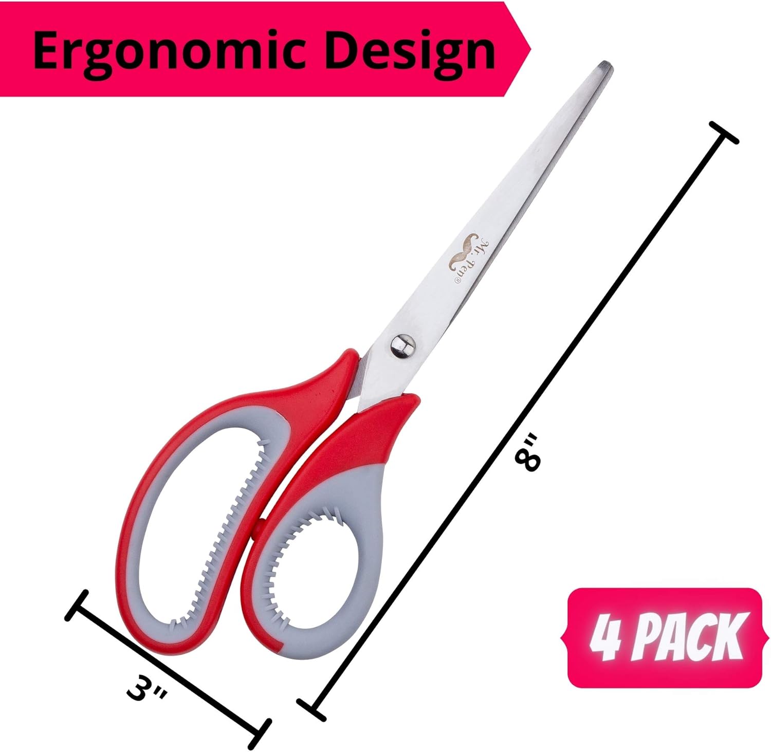 Multipurpos Scissor  inch Pac o 4 Shar Adul Offic Scissor fo Pape an Fabric