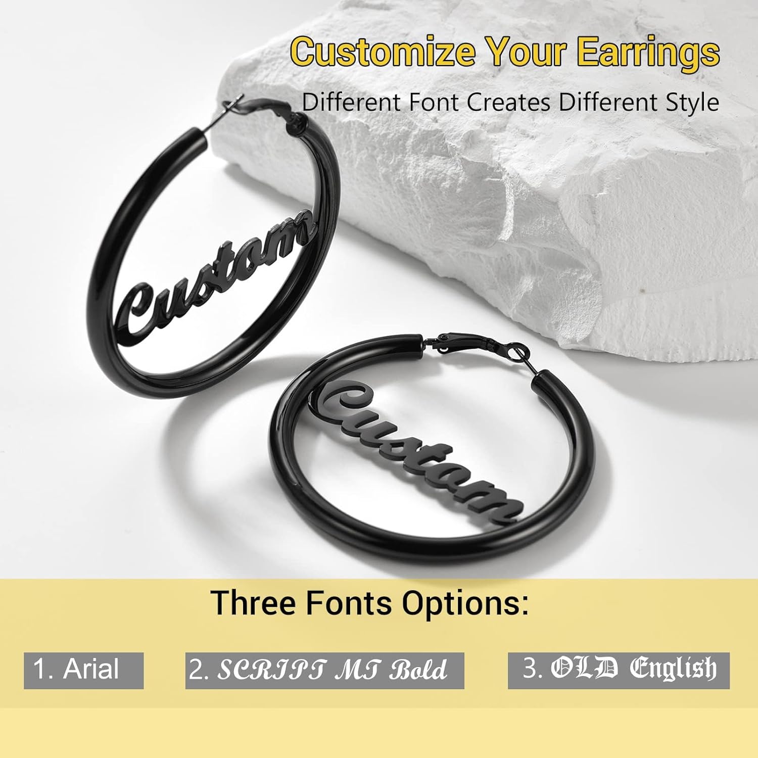 Stainless Steel Chunky Hoop Earrings For Women, Minimalist and Chic, Black/Gold Plated, Round Hoops Earrings Hypoallergenic, Size: 30mm/40mm/60mm/80mm, Come with Box