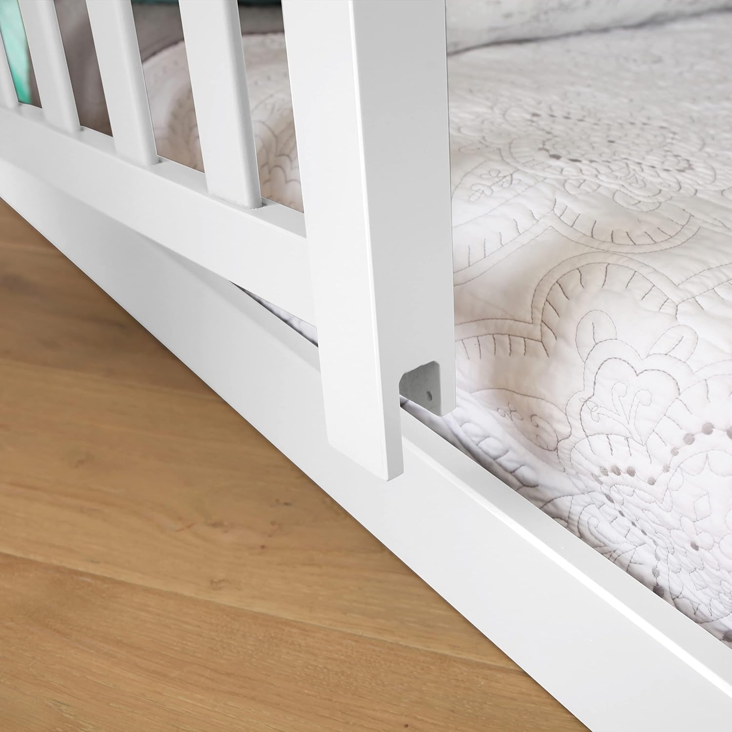 Max & Lily Low Bunk Bed, Twin-Over-Twin Bed Frame For Kids With 2 Guard Rails, White