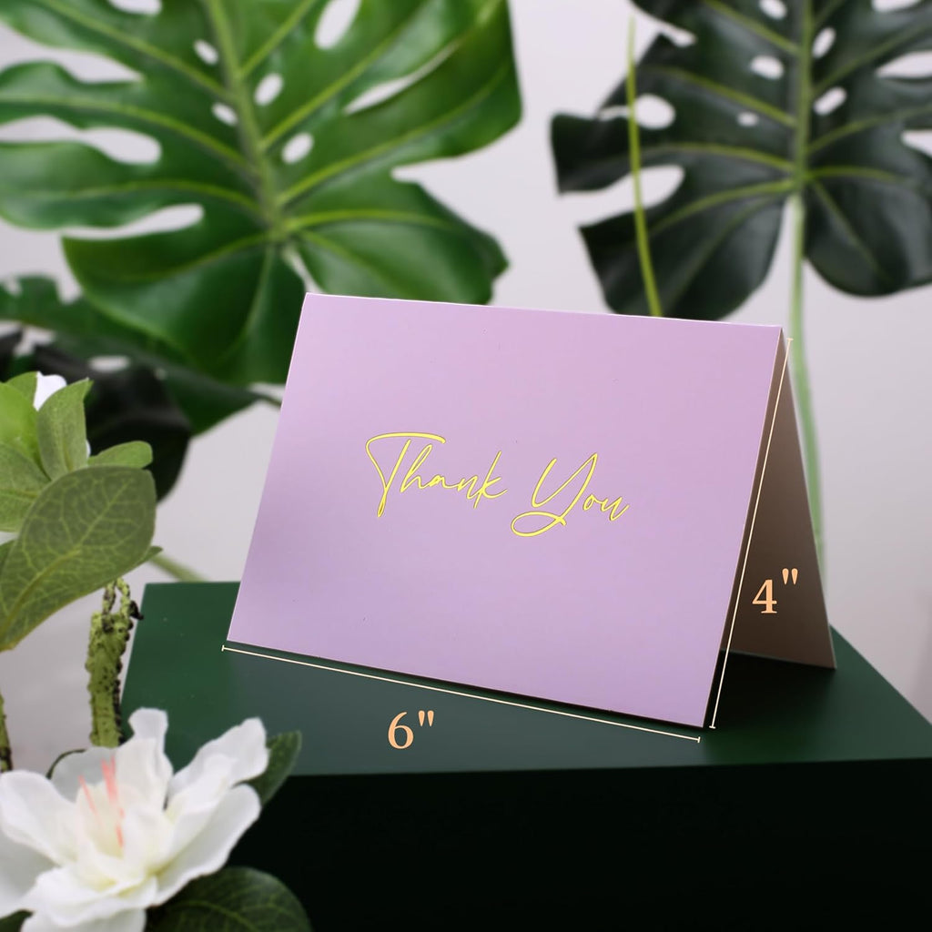 Mr. Pen- Blank Thank You Cards with Envelopes, 20 Pack, 4x6, Gold Thank You Notes with Envelopes, Violet Wedding Thank You Cards Wedding, Thank You Note Cards, Baby Shower Thank You Cards