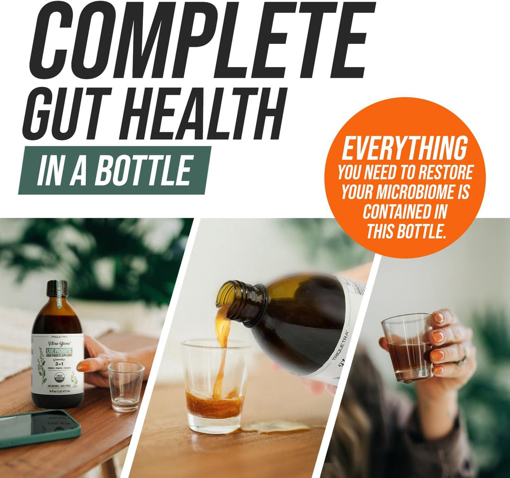Flora Biome - Live Probiotic, Prebiotic, & Postbiotic ¨C Organic Live-Culture ¨C 10 Probiotic Strains, 18 Fermented Herbs - Complete Gut Health & Microbiome Optimizer (16 oz)