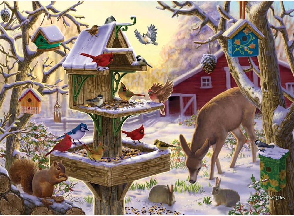 Bits and Pieces Jigsaw Puzzle for Adults ¨C Sunrise Feasting by Liz Goodrick Dillon ¨C Beautiful Artwork, Random Die-Cut Pieces, Durable Puzzle (300 Piece Puzzle 18inch x 24inch)