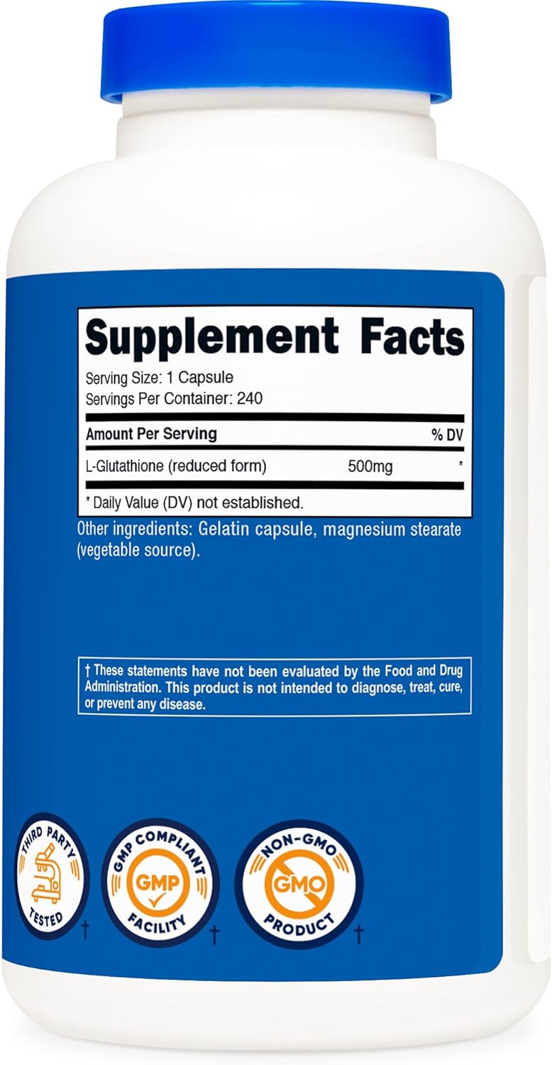 Nutricos Glutathion Capsule 500mg 24 Capsule Glute Free Non-GMO