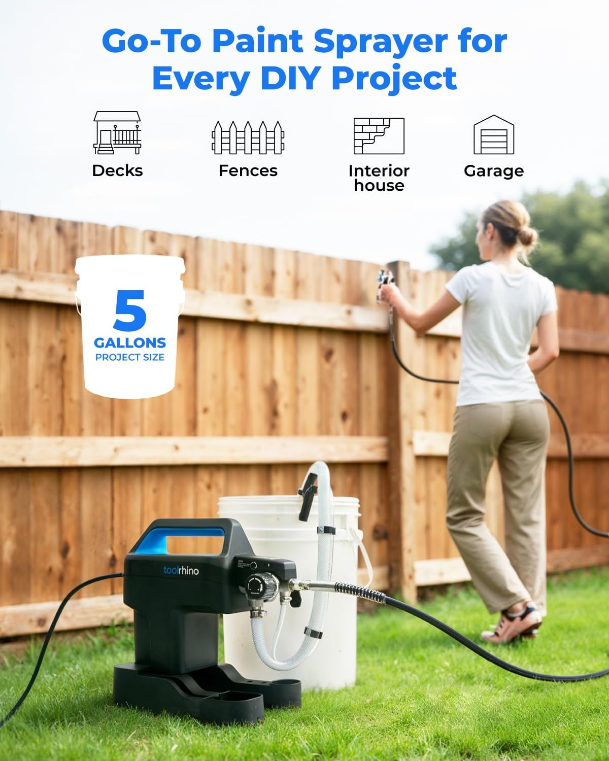 Toolrhin Airles Pain Spraye fo Hous Painting DI Beginners Choic wit Accessorie Storag Space Lightweigh Design Thinning-Fre Quic Clea fo Gallo DI Paintin Projects