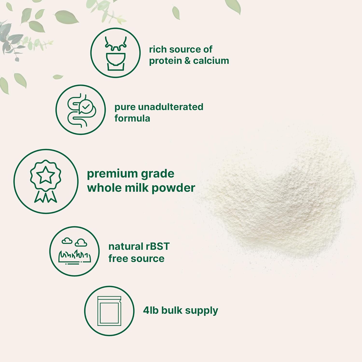 Micr Ingredient Whol Mil Powder l Pasture-Raised rBST-Fre Pur Ric i Protei Idea fo Bakin Everyda Us Non-GMO Gluten-Free Premiu Grade