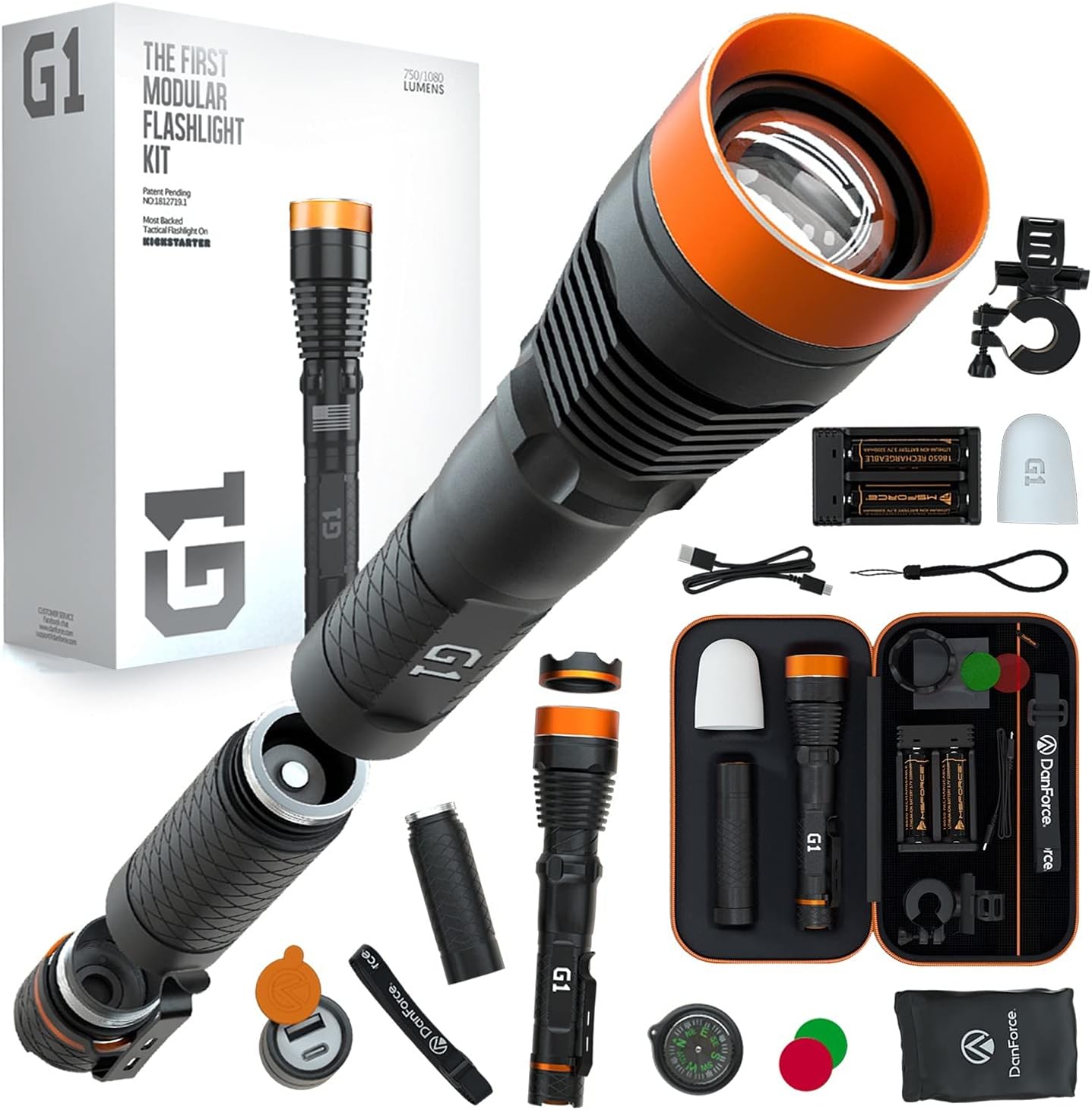DanForc Rechargeabl LE Flashligh Worldwid Patent Gif Ide fo Hi o Her Tactica FlashLight World' Firs Modula Flashlight High-Powe 108 Lumens (G1)
